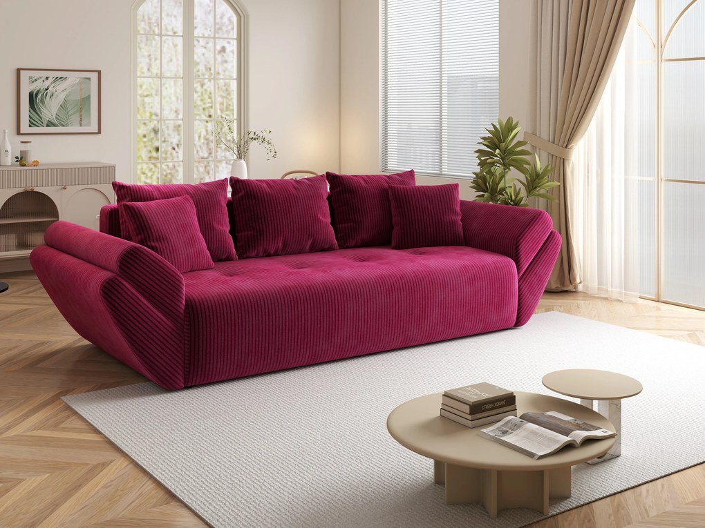 Canapea extensibilă dumonde cu ladă de depozitare si sezut confortabil din spuma high-density, Berlin Zoom Red 250x100 cm