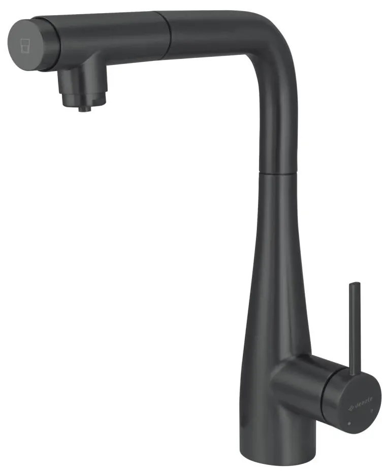 Baterie de chiuvetă cu cap de duș detașabil Deante BRE_N75M ERIDAN negru