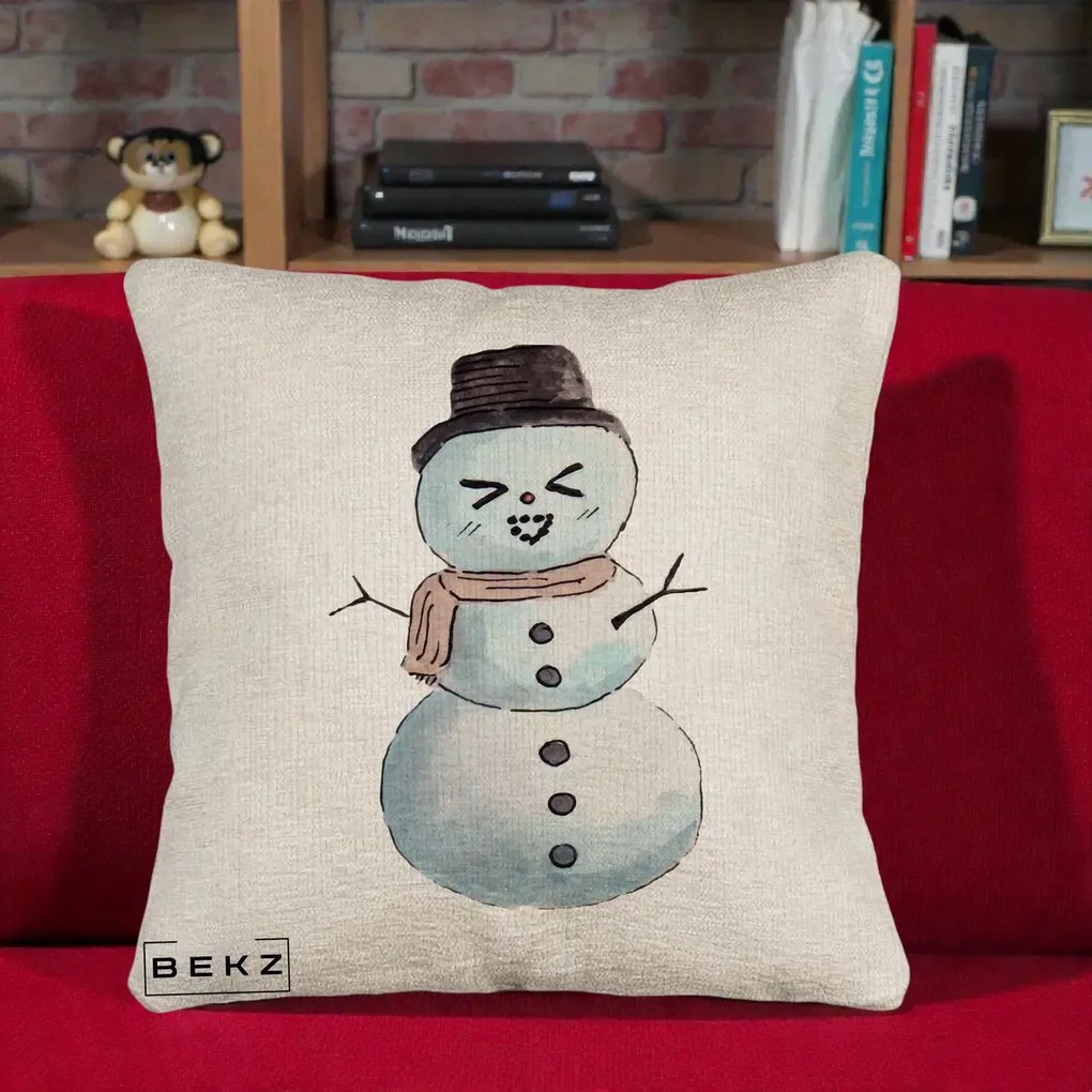Perna Decorativa Om de Zapada Kawaii Haios, 40x40 cm, Bej Canapea, Husa Detasabila, Perna Inclusa, BEKZ®