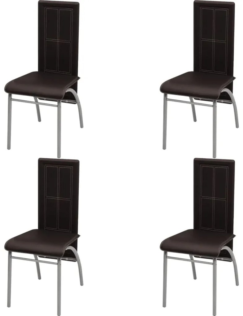 242923 vidaXL Scaune de bucătărie, 4 buc. maro, piele ecologică