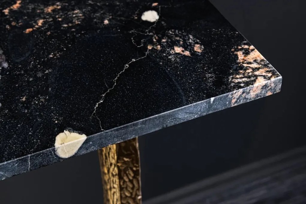 Consola lucrata manual, Marmura, Negru, Auriu, OMEGA 80cm