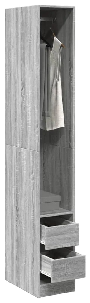 vidaXL Șifonier, gri sonoma, 30x50x200, lemn prelucrat