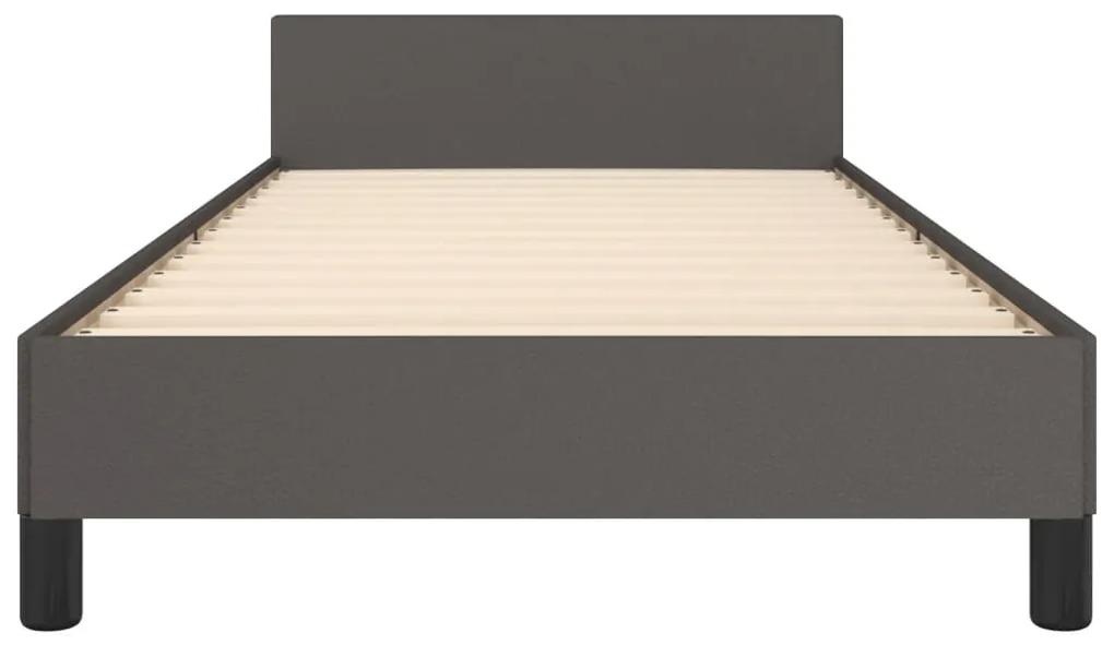 Cadru de pat cu tablie, gri, 100x200 cm, piele ecologica Gri, 100 x 200 cm, Design simplu
