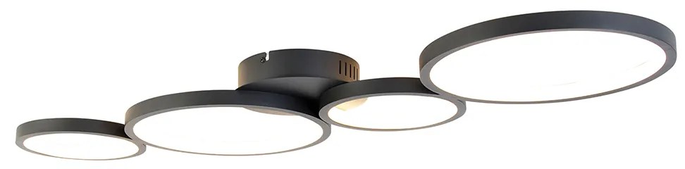 Plafoniera neagră cu LED integrat, dimmer cu 3 trepte, 4 lumini - Lupolo
