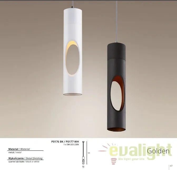 Pendul LED design modern Golden alb P0177 WH MX