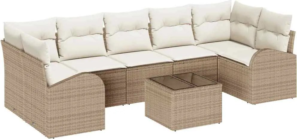 vidaXL Set de canapele pentru grădină cu pernă 8 pcs Bej și crem