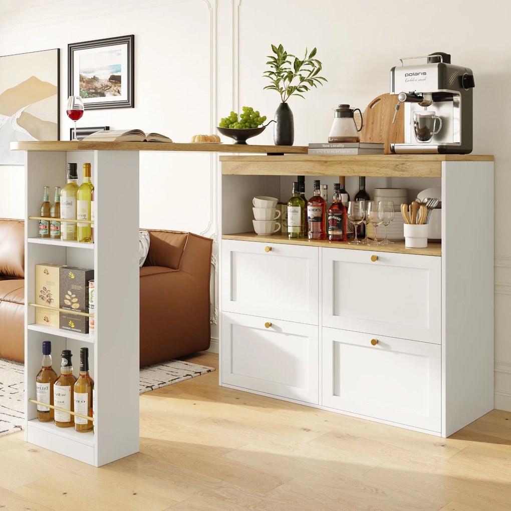 Masă de bar rotativă la 360°, Alb | Aosom Romania