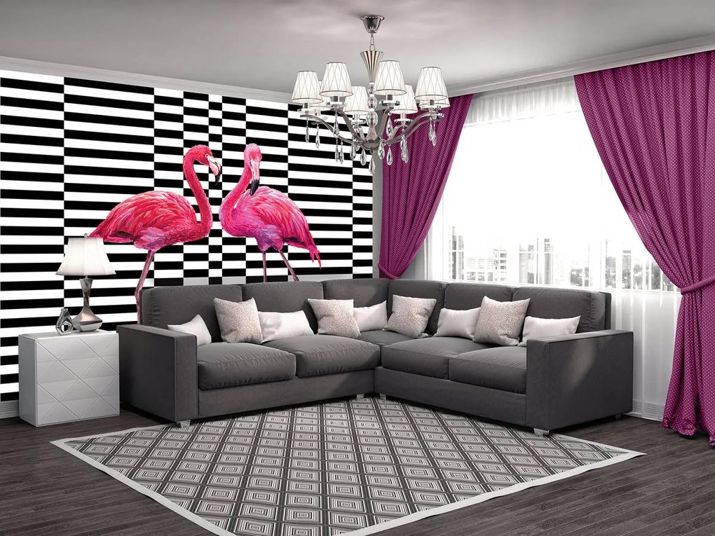 Fototapet - Flamingo 3D (254x184 cm)