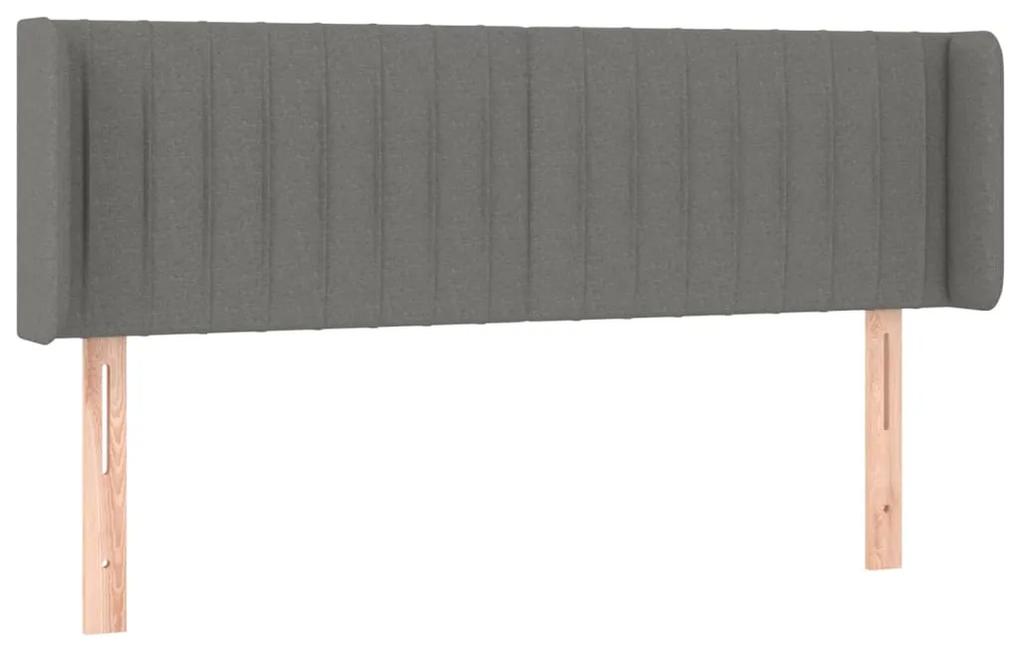 Tablie de pat cu aripioare gri inchis 147x16x78 88 cm textil 1, Morke gra, 147 x 16 x 78 88 cm