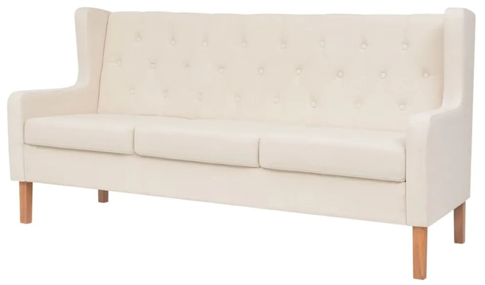 274929 vidaXL Set de canapele, 2 piese, material textil, alb crem