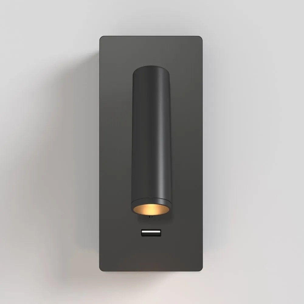 Aplica de perete cu spot LED directionabil si port USB Mirax negru