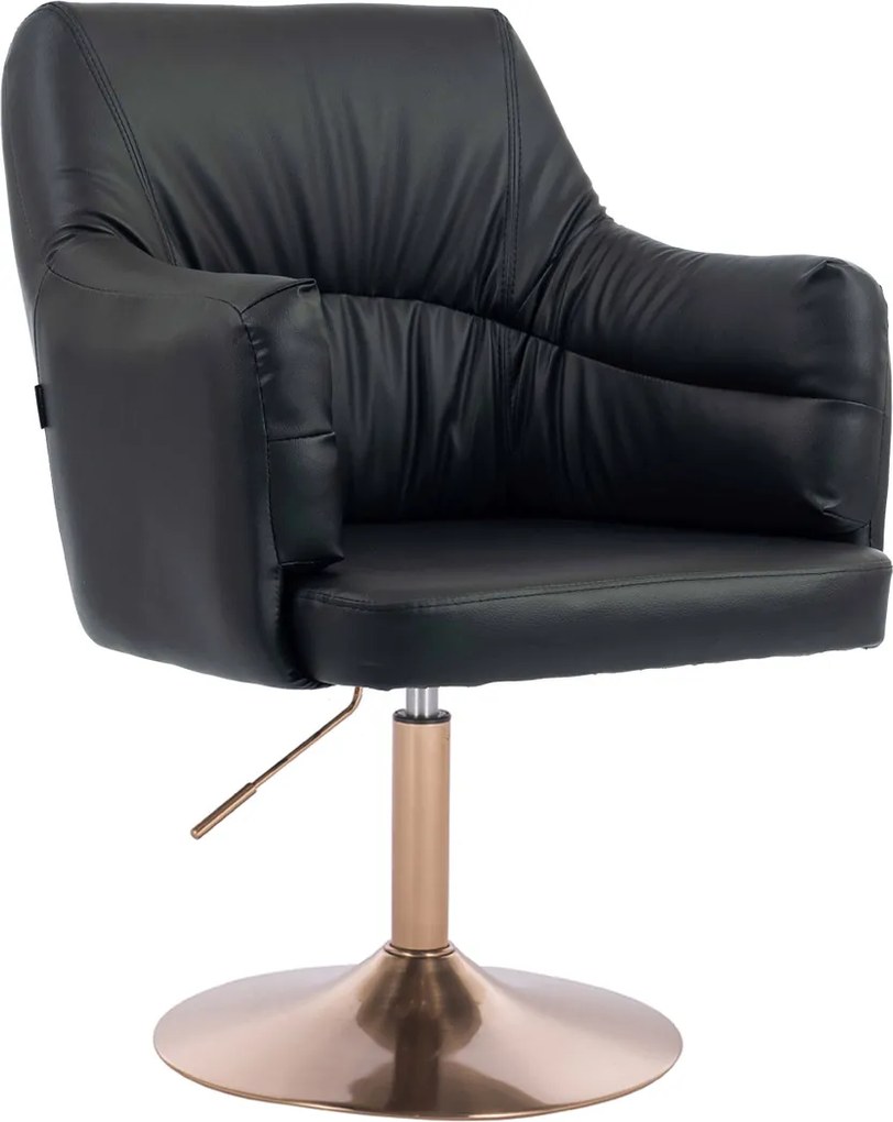 HR840N Scaun Negru Piele Ecologica cu Bază Aurie