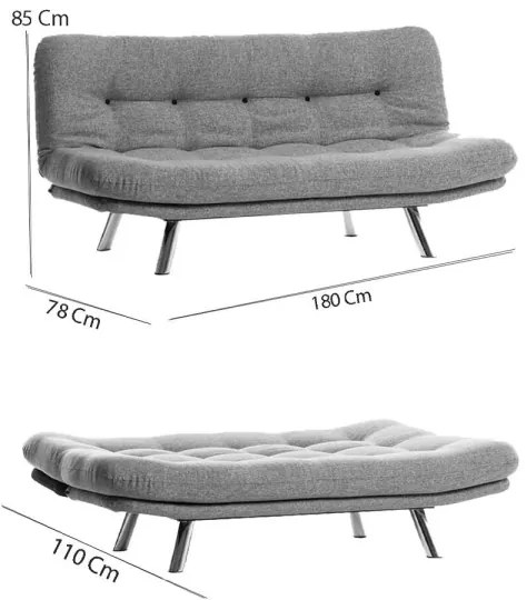 Canapea extensibilă BINA, 2 locuri, gri deschis