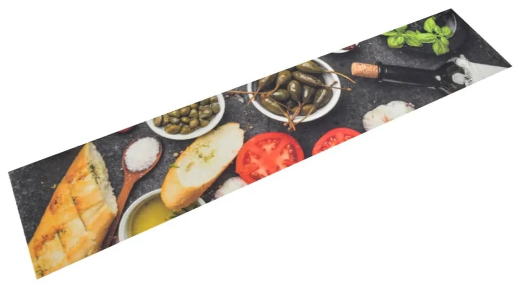 vidaXL Covor de bucătărie lavabil Wine &amp; Dinner, 60x300 cm, catifea
