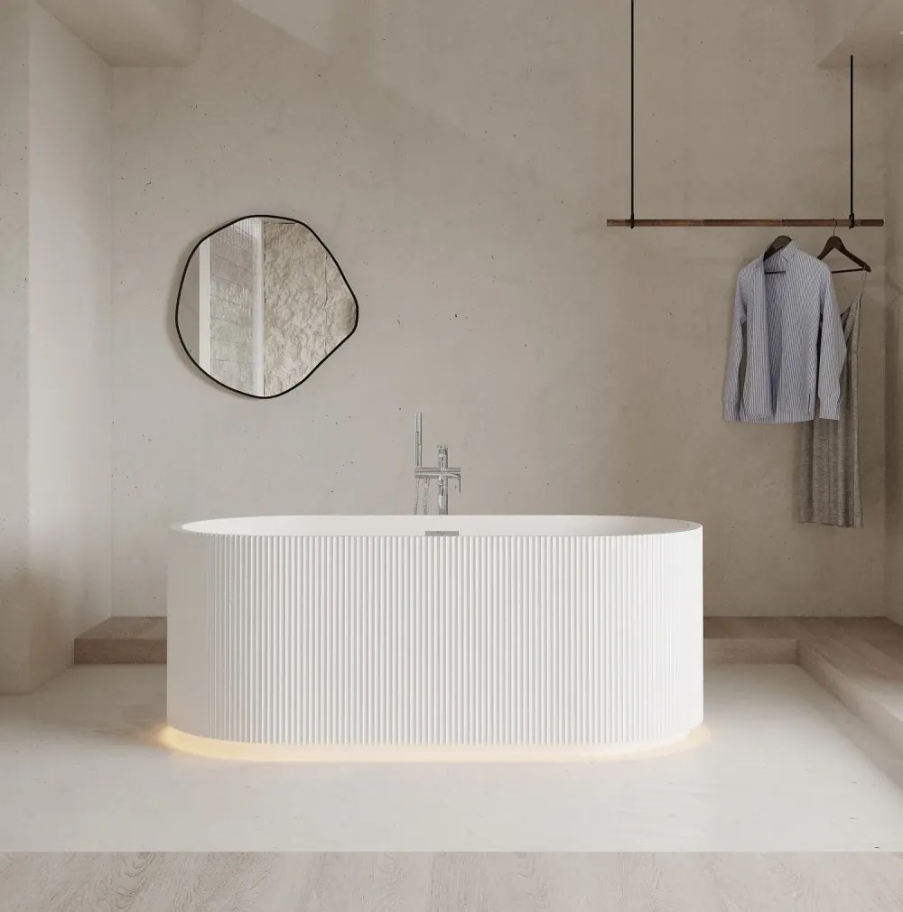 Cada acril freestanding Calliope LED, iluminare LED, Alb lucios, 150 cm, 5020 LED