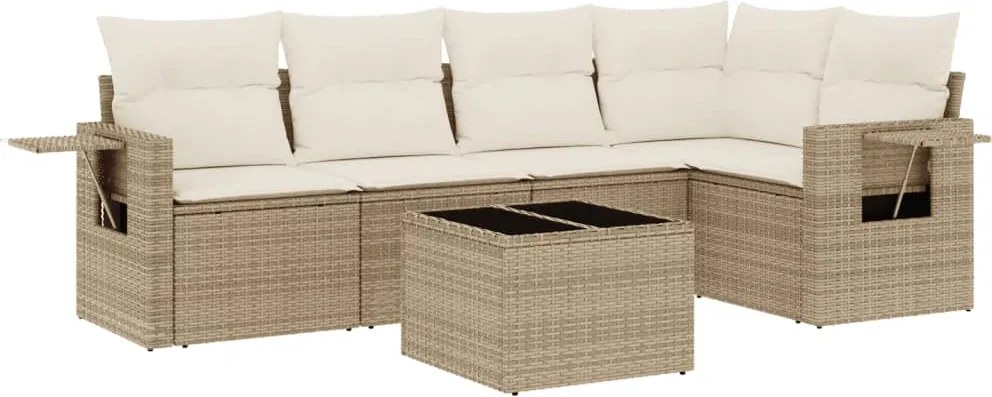 vidaXL Set canapele de grădină cu perne, 6 piese, bej, poliratan
