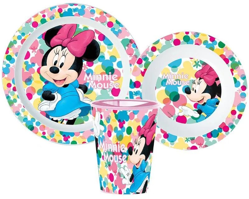 Disney Minnie set de masă, set din plastic micro, pahar de 260 ml