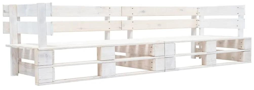 Canapea de gradina cu 2 locuri din paleti, alb, lemn Alb, 1
