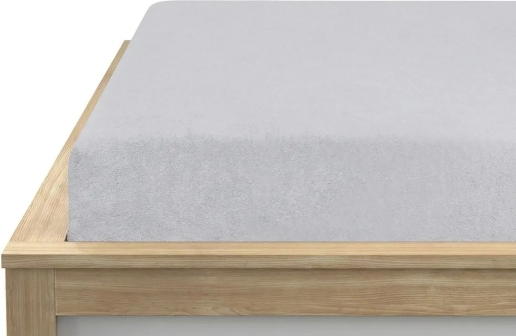 Cearsaf din fleece elastic MOLTON argintiu 180 x 200 cm