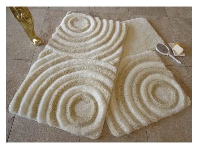 Set 3 covorașe de baie Confetti Bathmats Sparkle, crem-auriu