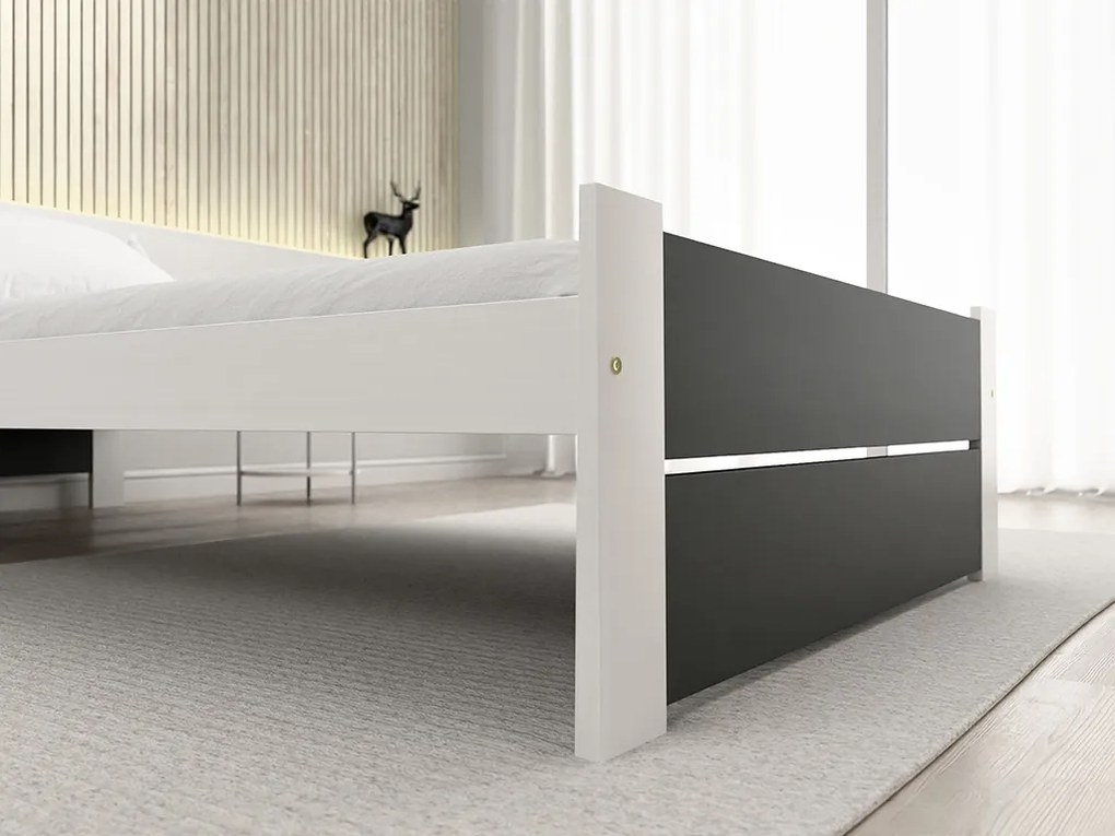 Pat de o persoana IKAROS DOUBLE 90 x 200 cm, antracit/alb Saltele: Cu saltele Sommera 18 cm, Somiera pat: Cu lamele curbate