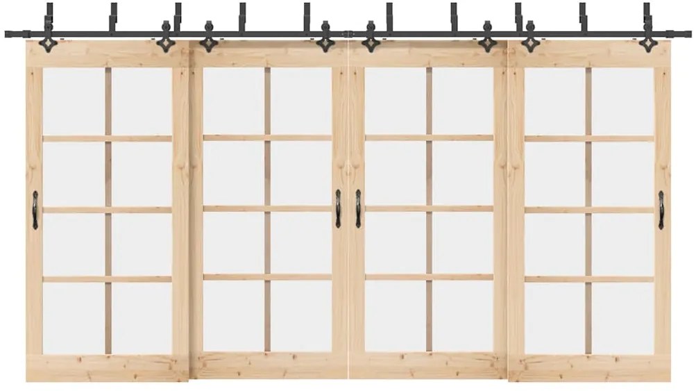 vidaXL Set feronerie pentru uși glisante, negru, 427 cm, oțel