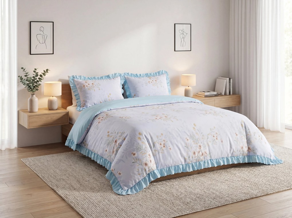 Lenjerie de pat din microfibra ALUNEA albastru deschis Dimensiune lenjerie de pat: 70 x 80 cm | 140 x 200 cm