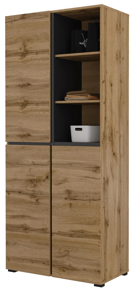 Dulap cu rafturi Crossroad H N88 (stejar wotan + negru). 1118194