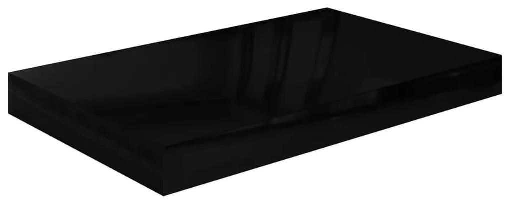 323763 vidaXL Raft de perete suspendat, negru extralucios, 40x23x3,8 cm, MDF