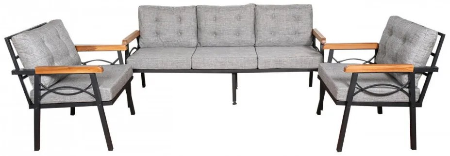 Set Mobilier Grădină, Metal / Spuma, Damla, 3 Piese, Gri Deschis