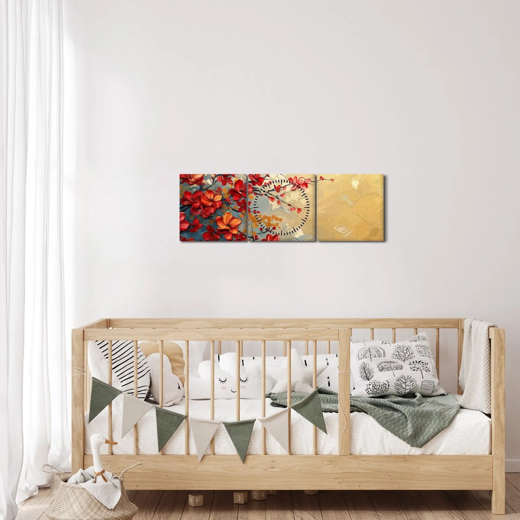 Tablou - Copac înflorit (cu ceas) (90x30 cm)