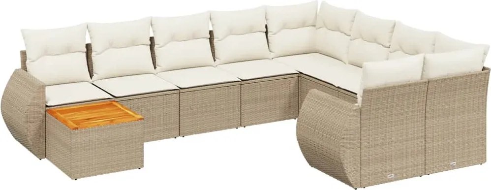 vidaXL Set canapele de grădină cu perne, 10 piese, bej, poliratan
