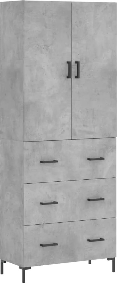 vidaXL Dulap înalt, gri beton, 69,5x34x180, lemn compozit