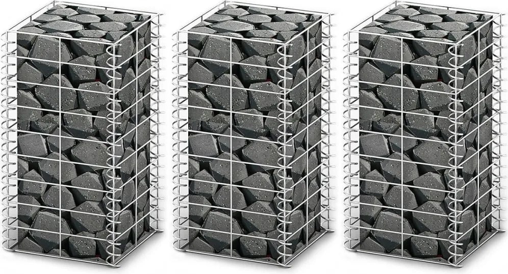 vidaXL Set gabioane, 3 buc., sârmă galvanizată, 25 x 25 x 50 cm