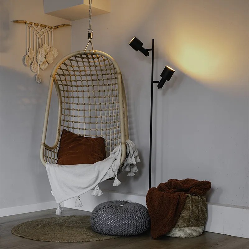 Lampa de podea moderna neagra cu 2 lumini - Stijn
