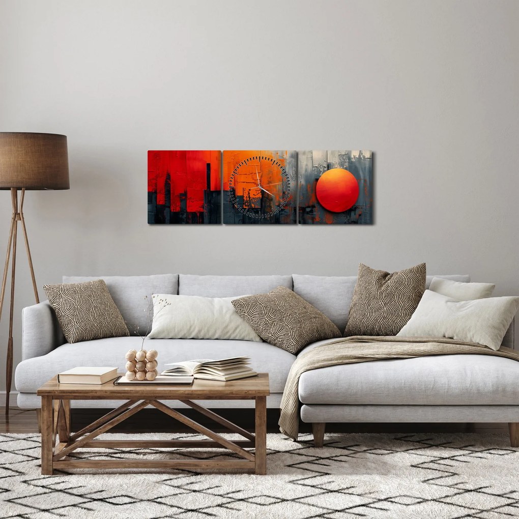 Tablou - Pictura abstractă a orașului (cu ceas) (90x30 cm)