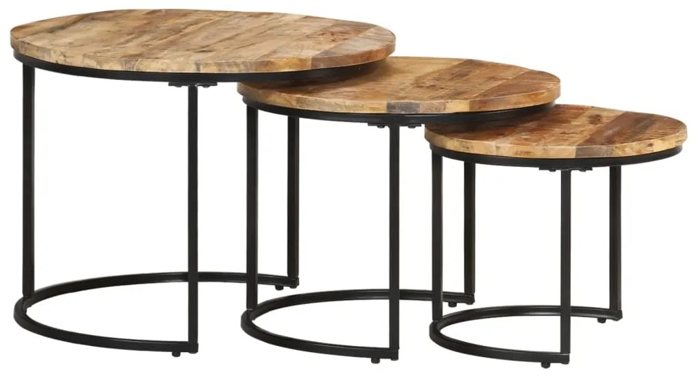 vidaXL Mese suprapuse, 3 buc., lemn de mango brut