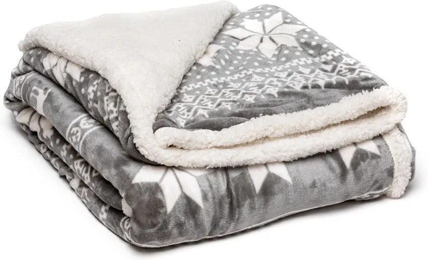 Pătură din micropluș My House Winter, 150 x 200 cm, gri