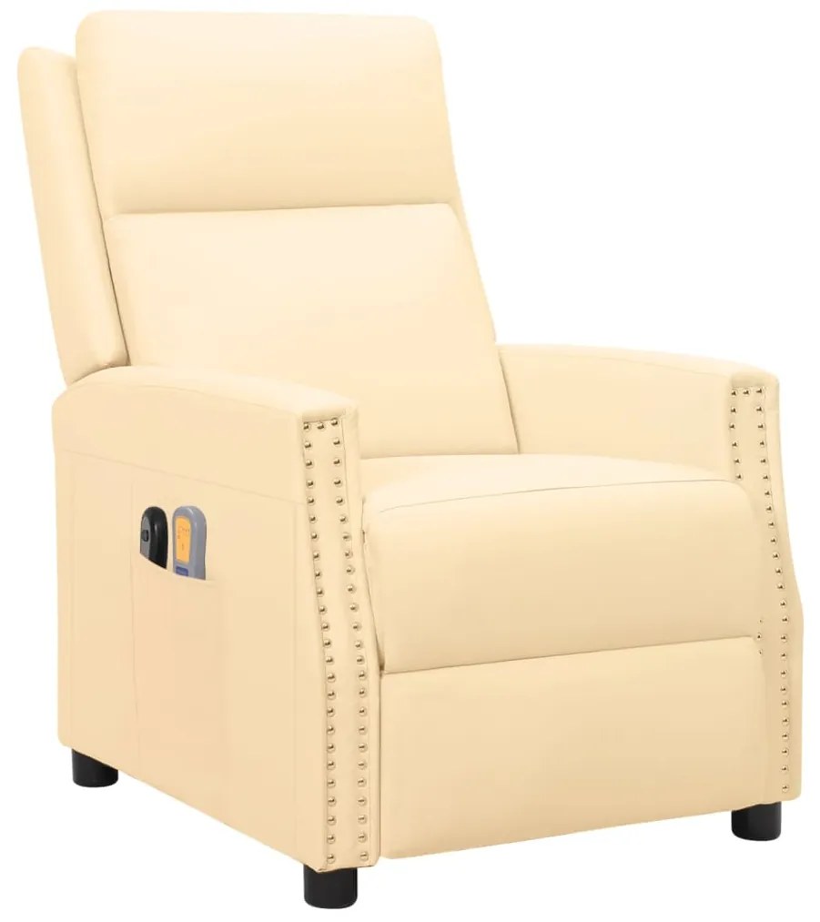 3098488 vidaXL Fotoliu de masaj electric, crem, piele ecologică