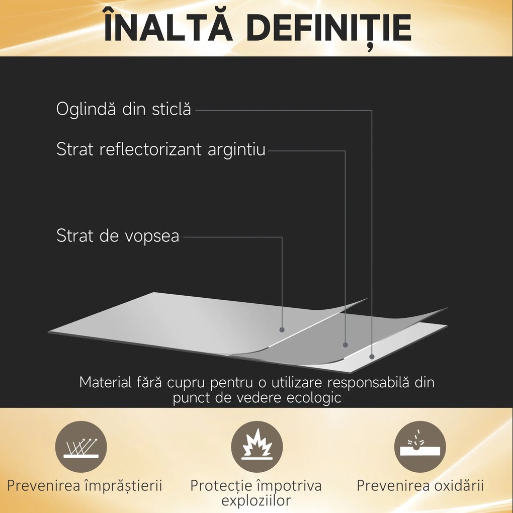 HOMCOM Oglinda de lungime completa cu lumina LED, Oglinda lunga 120 x 140 cm pentru perete cu 2 culori, hol | Aosom Romania