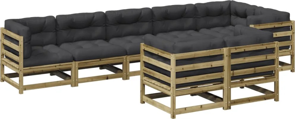 vidaXL Set canapea de grădină, 8 piese, lemn de pin tratat