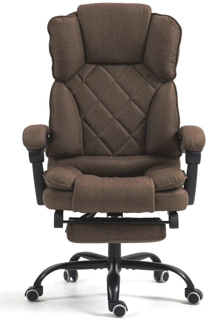 Scaun directorial, suport picioare, funcție recliner, textil, Maro