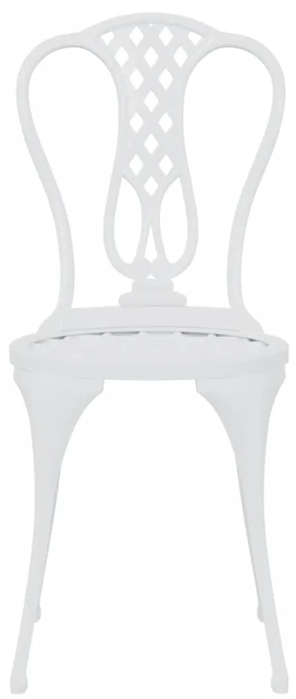 Set mobilier bistro, 3 piese, alb, aluminiu turnat Alb, 1