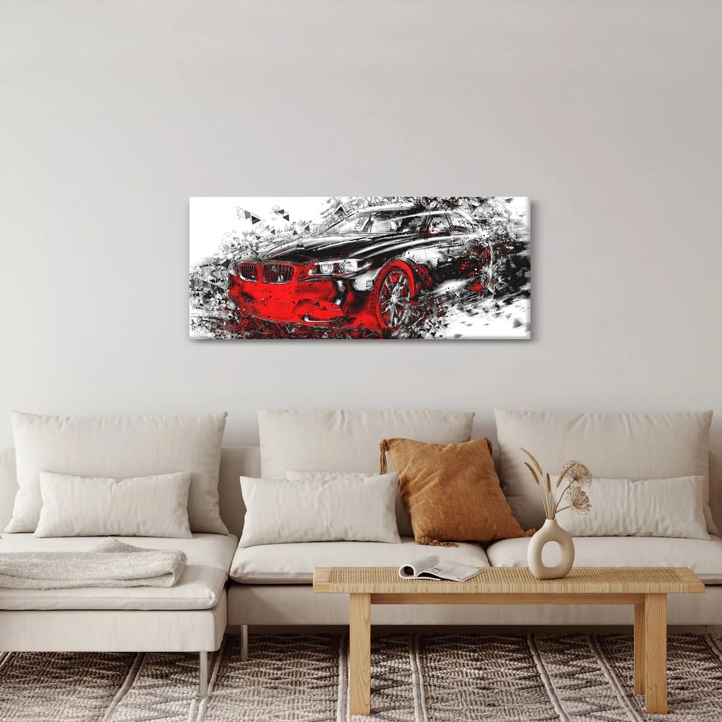 Tablou - Mașina pictată în acțiune (120x50 cm)