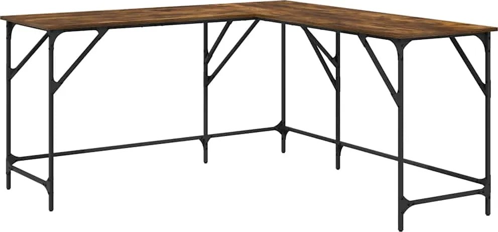 vidaXL Birou, stejar fumuriu, 149x149x75 cm, lemn prelucrat