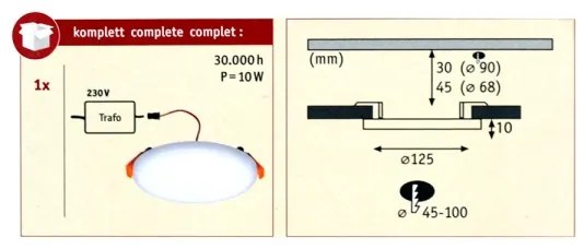Paulmann 92388 - LED/8,5W IP44 Lampă încastrată baie VARIFIT 230V
