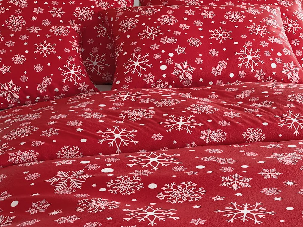 Lenjerie de pat din microplus SNOWFALL rosu Dimensiune lenjerie de pat: 2 buc 70 x 90 cm | 200 x 220 cm