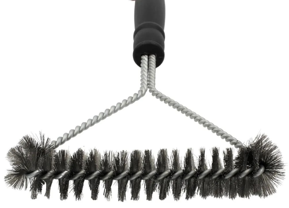 Perie pentru curățare grătar - formă triunghiulară, peri metalici și mâner ergonomic