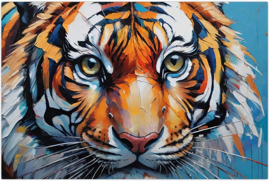 Tablou - Vedere a unui tigru, pictură (90x60 cm)