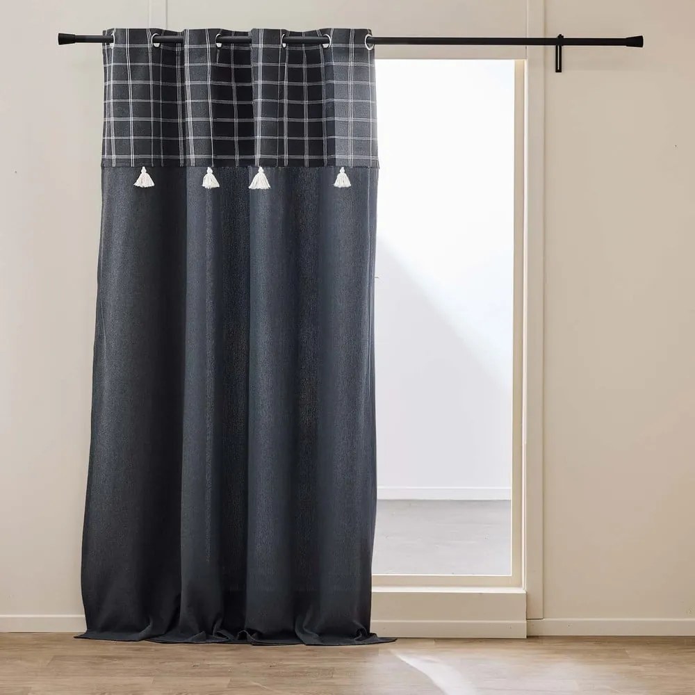 Draperie gri antracit din amestec de bumbac 140x240 cm Everest – douceur d'intérieur